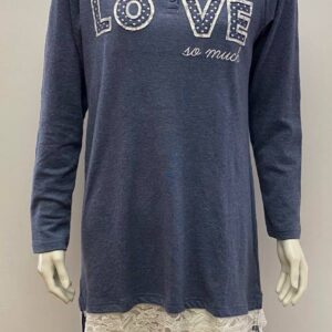 Νυχτικό-Homewear με μακρύ μανίκι και πατιλέτα Admas 51301,μπλε ραφ.