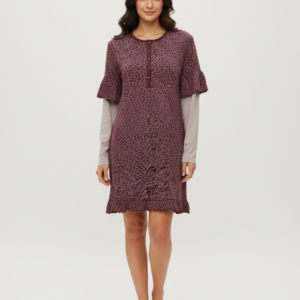 Νυχτικό με μακρύ μανίκι Amelie Homewear 174967,μπορντώ-γκρενά.