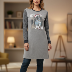 Νυχτικό με μακρύ μανίκι Amelie Homewear 174966,γκρι.