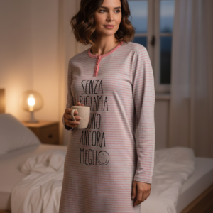 Βαμβακερό Νυχτικό με λαιμόκοψη Amelie Homewear 14549,γκρι.