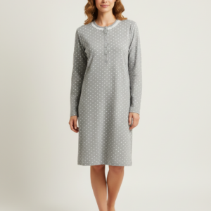 Νυχτικό με μακρύ μανίκι Amelie Homewear 174964,γκρι-πουά.