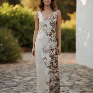 Maxi Φόρεμα με φαρδιά τιράντα CLAIRE Katrania 7276,εκρού.