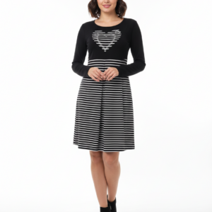 Φόρεμα Claire Katrania 6564,μαύρο-ριγέ.