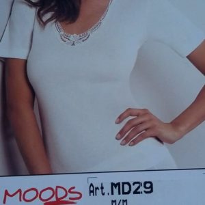 Φανέλα με βαμβακολύκρα Μoods by IMPOSE MD29,κοντό μανίκι,εκρού.