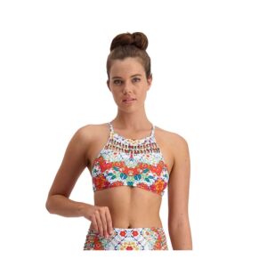 Piha Swimwear Bikini Top P1898LK Macrame Halter, Latina Folk Multi.