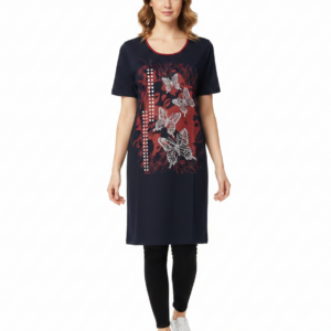 Φόρεμα με κοντό μανίκι RO-NI Butterfly 1011,σκούρο μπλε.