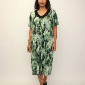 Φόρεμα με κοντό μανίκι Primavera 1246,πράσινο-εμπριμέ.