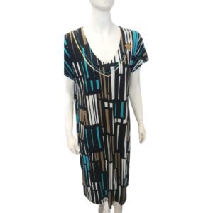 Φόρεμα με κοντό μανίκι Primavera Γ830,εμπριμέ.