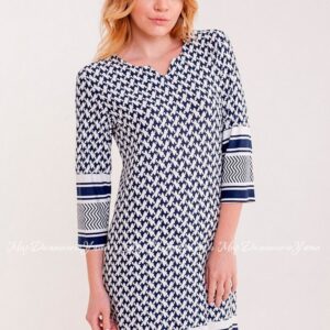 Φόρεμα με μανίκι 3/4 Pastunette 1081-379-3,μπλε σκούρο-λευκό.