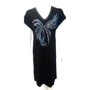 Φόρεμα με κοντό μανίκι Primavera Ο 596,μαύρο με σχέδιο.