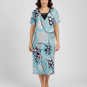 Φόρεμα με κοντό μανίκι Primavera 3385,γκρι-εμπριμέ.