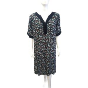 Φόρεμα με κοντό μανίκι και κουμπιά Billy's Fashion 20062Β,μαύρο-εμπριμέ.