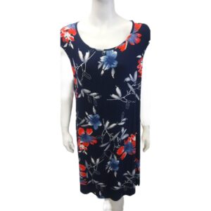 Φόρεμα με κοντό μανίκι ζαπονέ Billy's Fashion 19009,σκούρο μπλε-φλοράλ.