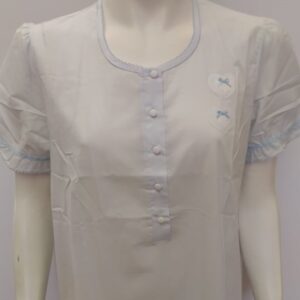 Βαμβακερό Νυχτικό με κοντό μανίκι LINCLALOR 25951,σιέλ.