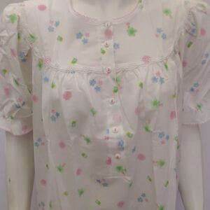 Βαμβακερό Νυχτικό με κοντό μανίκι LINCLALOR 30133,λευκό-φλοράλ.