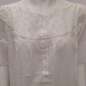 Βαμβακερό Νυχτικό LINCLALOR 30429,λευκό-ροζ.