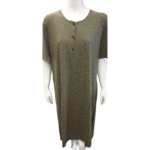 Φόρεμα με κοντό μανίκι Billy's Fashion 10329,λαδί-εμπριμέ.