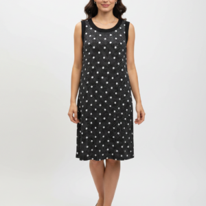 Φόρεμα χωρίς μανίκι Pastunette Homewear 16201-130-1,μαύρο πουά.