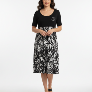 Φόρεμα με κοντό μανίκι SCHERZO 3902,ασπρόμαυρο.