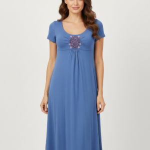 Φόρεμα με κοντό μανίκι CLAIRE KATRANIA 5724,μπλε ρουά.