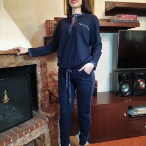 Γυναικεία Πυζάμα με πατιλέτα Billy's Fashion 20522,σκούρο μπλε.