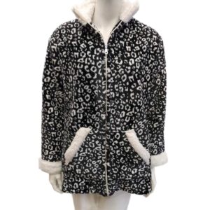 Ρομπάκι fleece κοντό,με φερμουάρ,Billy's Fashion 20651,μαύρο με σχέδιο.