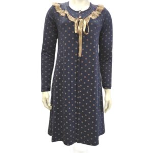 Σετ Ρόμπα-Νυχτικό Claire Katrania 7902,σκούρο μπλε/πουά.