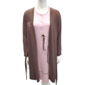 Σετ Ρόμπα-Νυχτικό LANES Homewear 2677-2656,ροζ/καφέ.
