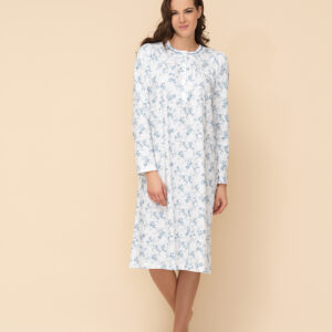Βαμβακερό Νυχτικό LINCLALOR 92703,λευκό/φλοράλ.