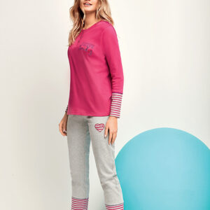 Γυναικεία Πυζάμα IN FIORE WEEKEND 65.0341,γκρι-φούξια.