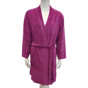 Βελούδινη Ρόμπα Lanes Homewear 3253,σταυρωτή,με τσέπες, μωβ.
