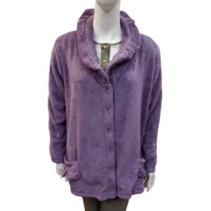 Fleece κουμπωτή Ρόμπα SCHERZO Homewear 3641,λιλά.