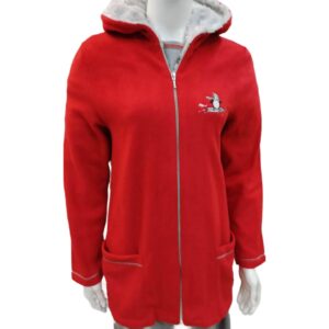 Fleece Ρόμπα με κουκούλα και τσέπες Primavera Homewear Β 130,κόκκινη.