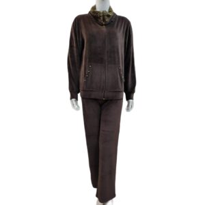 Βελούδινη Φόρμα SCHERZO Homewear 3829,καφέ.