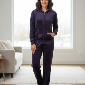 Βελούδινη Φόρμα SCHERZO Homewear 3117,σκούρο μωβ.