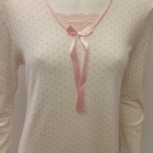 Βαμβακερό Νυχτικό LINCLALOR 92469,εκρού-ροζ.