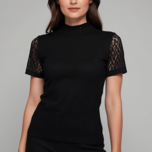 Μπλούζα-Outwear με ζιβάγκο και κοντό μανίκι LOVABLE INT-461,μαύρο.