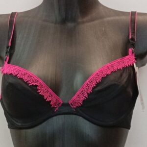 Σουτιέν με μπανέλα,χωρίς επένδυση, GOSSARD 7938,μαύρο-φούξια.