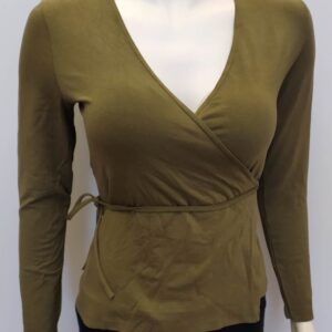 Δετό μπλουζάκι με μεγάλη λαιμόκοψη MINERVA 9259,λαδί.