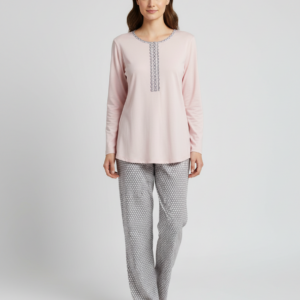 Γυναικεία Πυζάμα με μακρύ μανίκι CLAIRE Katrania 7914,ροζ.