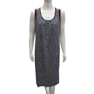 Φόρεμα με φαρδιά τιράντα KOUROS Homewear 6781,σκούρο μπλε-λευκό πουά.