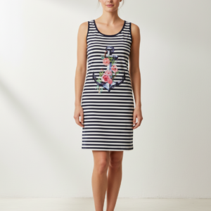 Αμάνικο Φόρεμα KOUROS Homewear 6765,ασπρόμαυρο ριγέ.