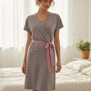 Σετ Ρόμπα-Νυχτικό LYDIA CREATIONS 19014,γκρι-ροζ.