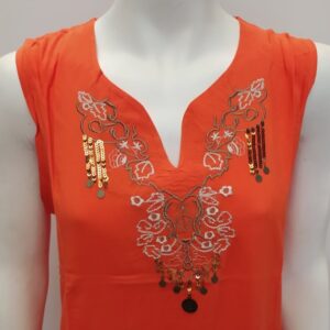 Maxi Καφτάνι-Beachwear LYDIA CREATIONS 3127,πορτοκαλί.