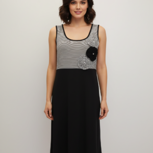 Φόρεμα-Outwear CLAIRE Katrania 6918,μαύρο-ριγέ.