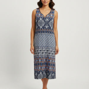 Φόρεμα με φαρδιά ράντα PRIMAVERA Homewear 5156,εμπριμέ.