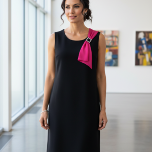 Φόρεμα με φαρδιά ράντα KOUROS Homewear 6517,μαύρο.