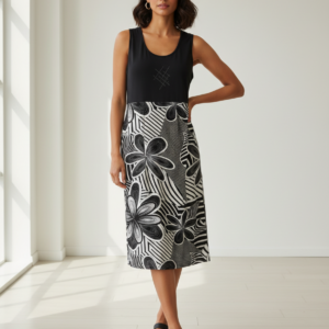 Φόρεμα με φαρδιά ράντα KOUROS Homewear 6534,μαύρο.