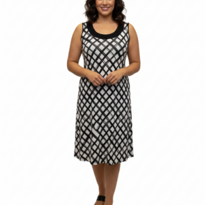 Φόρεμα με φαρδιά ράντα KOUROS Homewear 6715,λευκό/μαύρο.