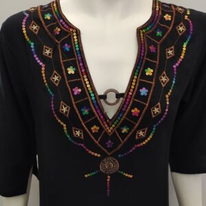 Maxi Καφτάνι-Beachwear 4472 LYDIA CREATIONS,μαύρο.